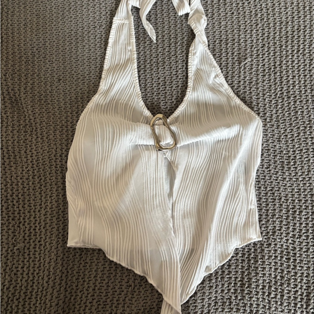 Elegant White Halter Top